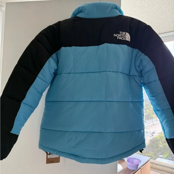 The North Face Light Blue and Black Puffer Jacket